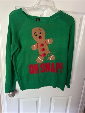 Green 'Oh Snap' Gingerbread Sweater
